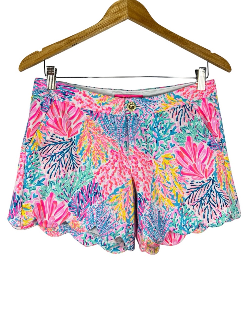Lilly Pulitzer Buttercup Knit Scalloped Shorts in the Multi Splashdance print 4